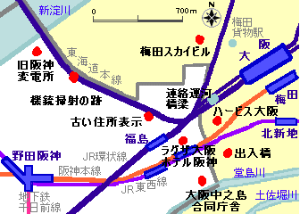 ラグザ大阪と彈痕（時代のコントラスト）の案内(イメージマップ)