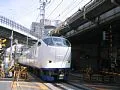 JR 大阪環状線福島驛 通稱西成貨物線の踏切を走行中のはるかの写真
